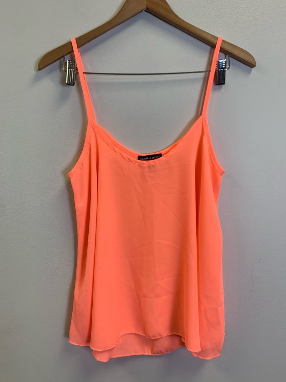 About A Girl Neon Coral Spaghetti-Strap Camisole